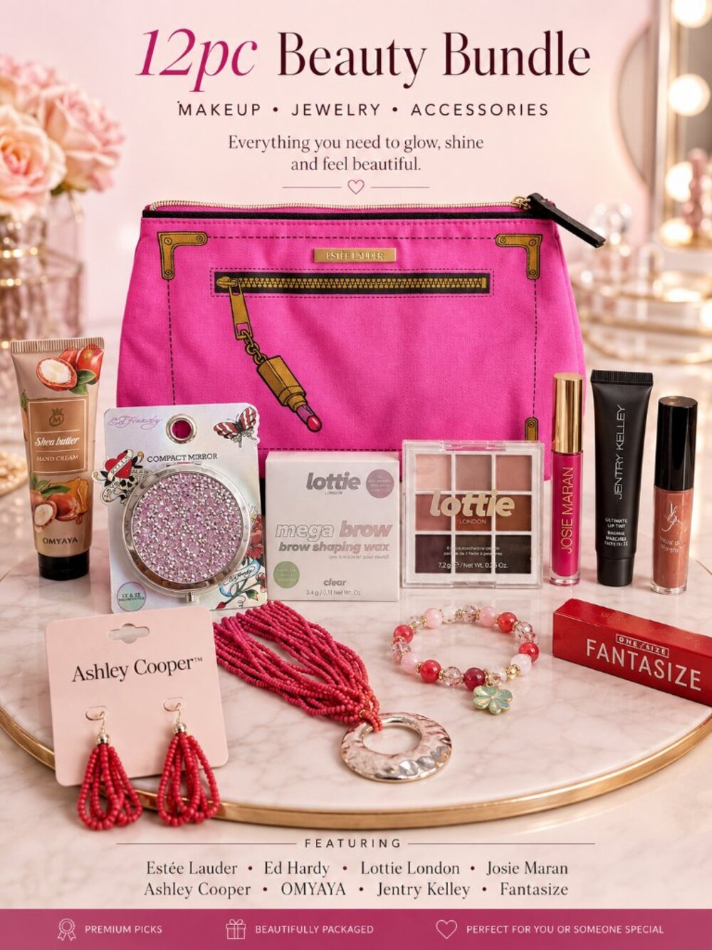 12pc Estée Lauder Ed Hardy Lottie Makeup Jewelry Beauty Bundle